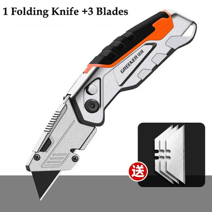 Greener Folding Zinc Alloy Heavy Duty Box Cutter Multifunctional Thickening Tool Wallpaper Utility Knife Paper Cutting