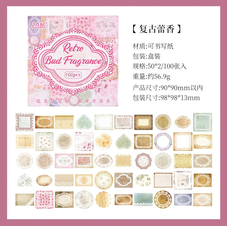 Mr. Paper, Retro Writing Bordered Message Paper, Scrapbook Supplies, Desktop Message, Decorative Notebook Photo Frame 100pcs