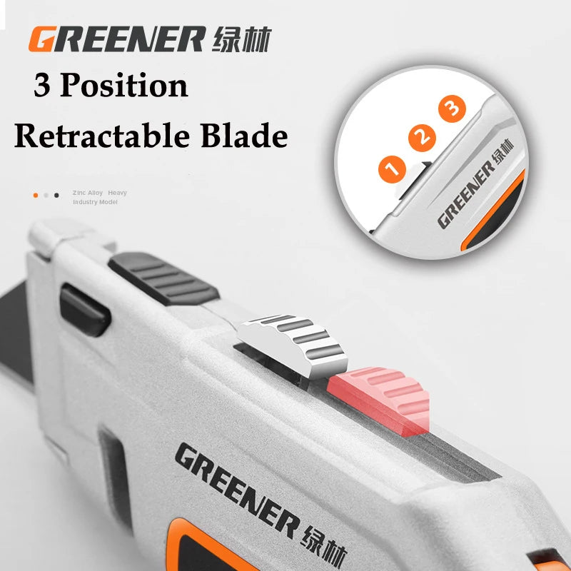 Greener Folding Zinc Alloy Heavy Duty Box Cutter Multifunctional Thickening Tool Wallpaper Utility Knife Paper Cutting