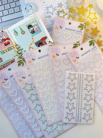 MINKYS New Arrival Pearl Star Heart Bling Bling Stickers DIY Scrapbook Stickers Confetti Decoration DIY Photo Frame Face Sticker