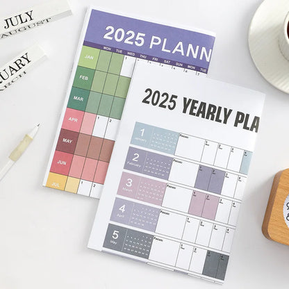 New 2025 English Wall Calendar Single Sheet Annual Wall Hanging Calendar Blank Gird Memo Daily Planner Simple Room Decoration