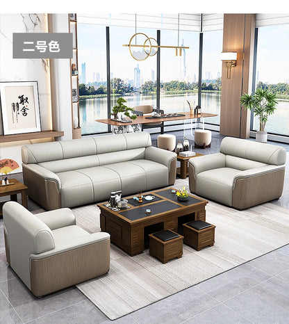 Office Sofa Business Simple Lounge Area New Chinese Style Reception Meeting Negotiation Three-person Coffee Table Combination