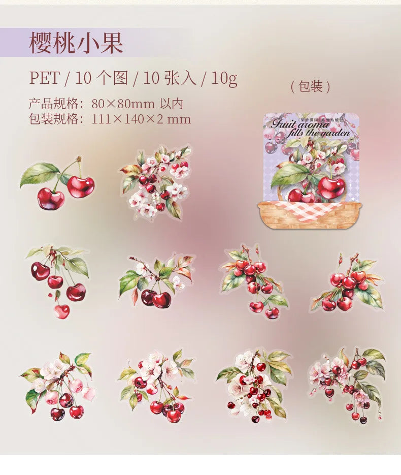 Mr. Paper10pcs/pack Strawberry PET Sticker Pack Fruit Sticker Decoration Scrapbook Photo Frame phone Case laptop Phone Case Gift