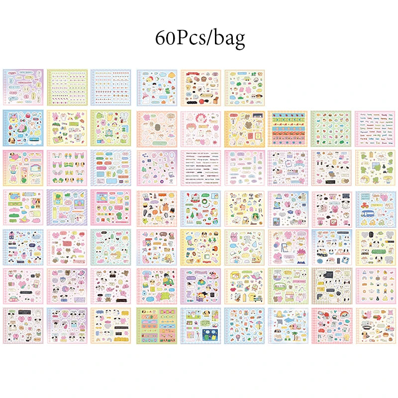 Mr. Paper 1Style 60Pcs/bag small cute pet diary sticker book DIY handbook scrapbook phone case photo frame calendar