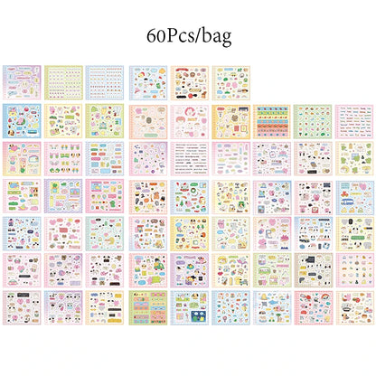 Mr. Paper 1Style 60Pcs/bag small cute pet diary sticker book DIY handbook scrapbook phone case photo frame calendar