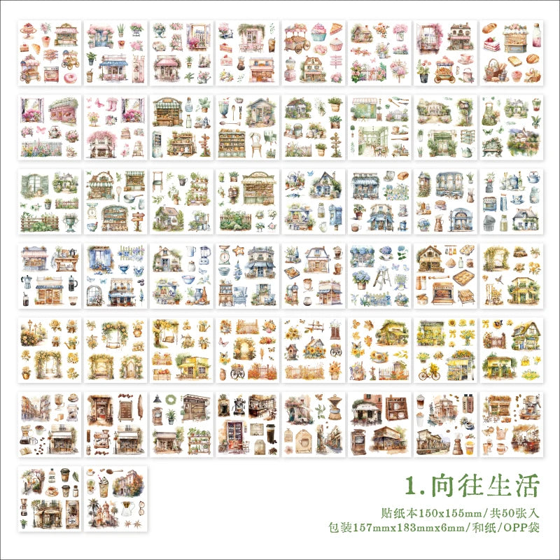 4Style 50Sheets/pack earthly series sticker book for DIY handbook diary phone case calendar photo frame Laptop decoration
