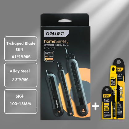 Deli 3pc Set Utility Knife Art Carving Knife Cutter School Suplies Cut Tools Wallpaper Stationery Express Delivery Safe Knife