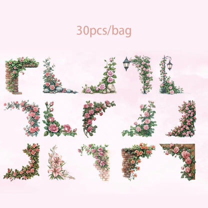 Mr. Paper 6Style 30Pcs/bag Courtyard Corner Series Edge Stickers DIY Handbook Material Decorative Scrapbook Photo Frame Calendar
