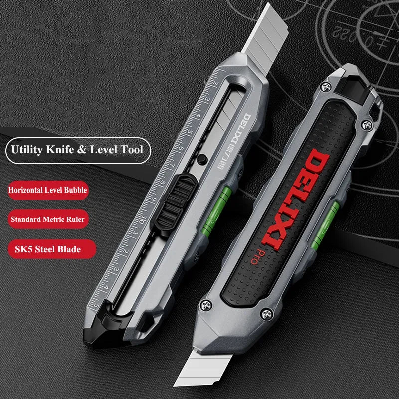 Multifunctional Utility Knife with Ruler and Level High Quality Cutting Tool Heavy-Duty All Steel Thickened Wallpaper Knife