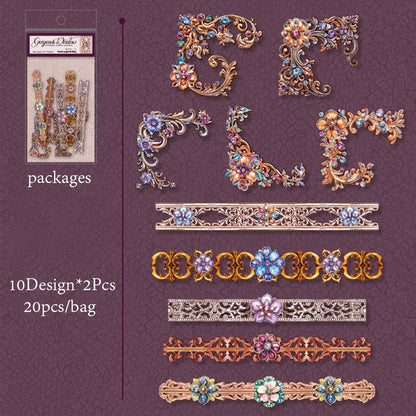 6Style 20Pcs/bag Baroque Style Edge Stickers Creative Materials DIY Handbook Scrapbook Photo Frame Calendar