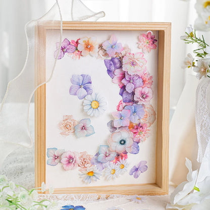Yoofun 50pcs/lot Creative PET Flower Stickers for Gift Card Photo Frame Journal Scrapbooking Decoration Label Stationery