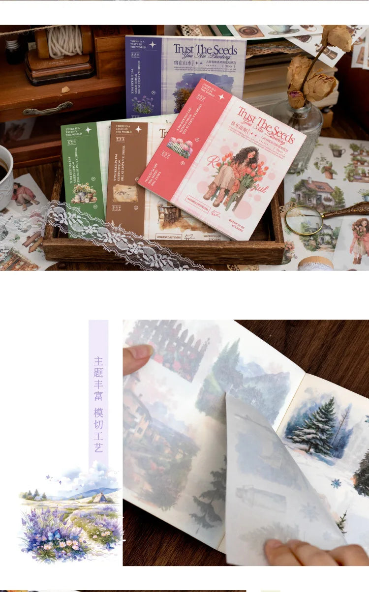 4Style 50Sheets/pack earthly series sticker book for DIY handbook diary phone case calendar photo frame Laptop decoration