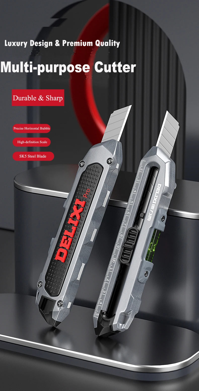 Multifunctional Utility Knife with Ruler and Level High Quality Cutting Tool Heavy-Duty All Steel Thickened Wallpaper Knife