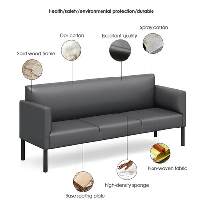 Office Executive Commercial Sofa Furniture Modern Leather Sofa with Wood Frame Modern Luxury Color Pu Leather High End Black