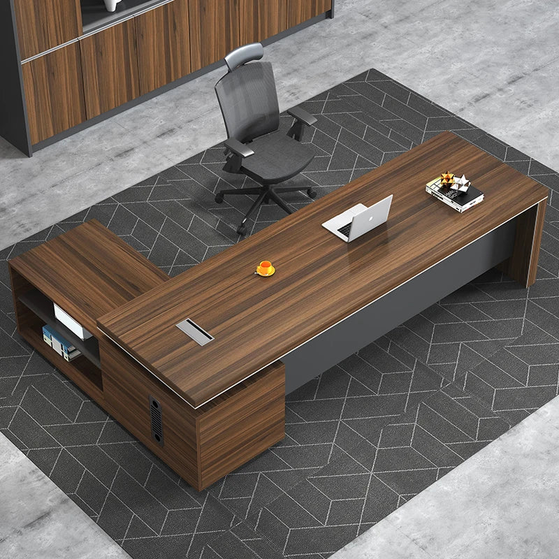 Wooden Ceo Office Furniture Modern Style Computer L Shape Desk Boss Manager Office Table Executive Desk Table Workstation