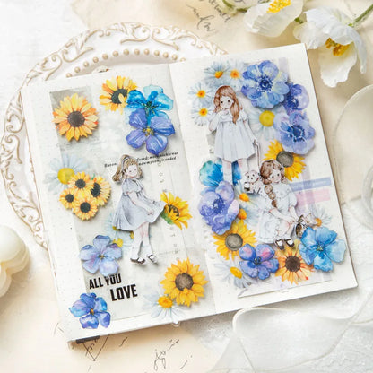 Yoofun 50pcs/lot Creative PET Flower Stickers for Gift Card Photo Frame Journal Scrapbooking Decoration Label Stationery