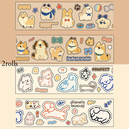 Mr Paper 2rolls/bag kawaii cat and dog diary series tape cute style handbook tape DIY diary photo frame phone case