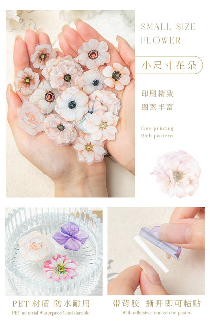 Yoofun 50pcs/lot Creative PET Flower Stickers for Gift Card Photo Frame Journal Scrapbooking Decoration Label Stationery