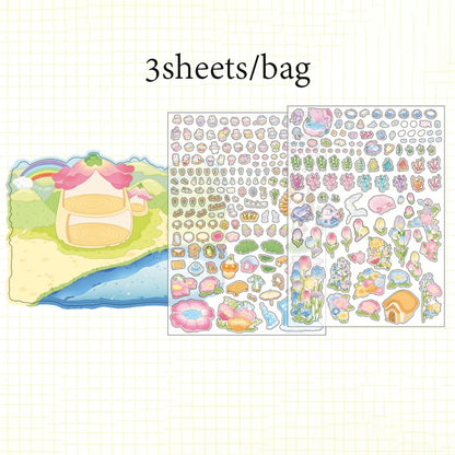 6Style 3Sheets/bag Fun World Stereoscopic Miniature PET Large Scenography Stickers DIY Handbook Scrapbook Photo Frame Notebook
