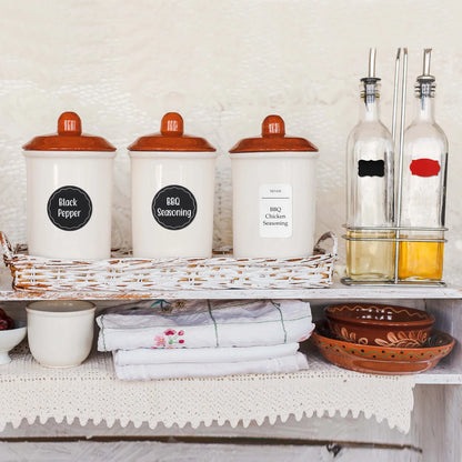 12 Sheets 12 Label Per Sheet Chalkboard Labels Blackboard Stickers 38mm No Word for Home Kitchen Mason Jar with Chalk Marker