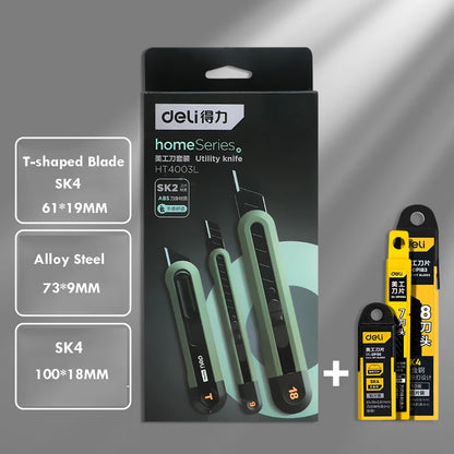 Deli 3pc Set Utility Knife Art Carving Knife Cutter School Suplies Cut Tools Wallpaper Stationery Express Delivery Safe Knife