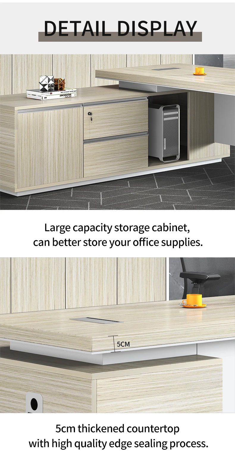 Wooden Ceo Office Furniture Modern Style Computer L Shape Desk Boss Manager Office Table Executive Desk Table Workstation