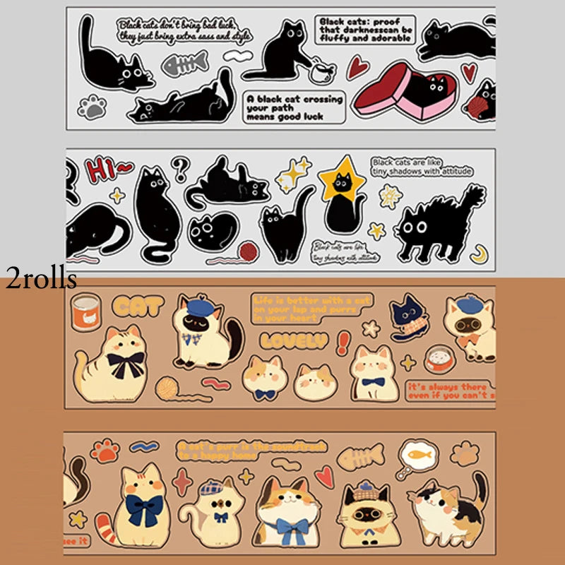 Mr Paper 2rolls/bag kawaii cat and dog diary series tape cute style handbook tape DIY diary photo frame phone case