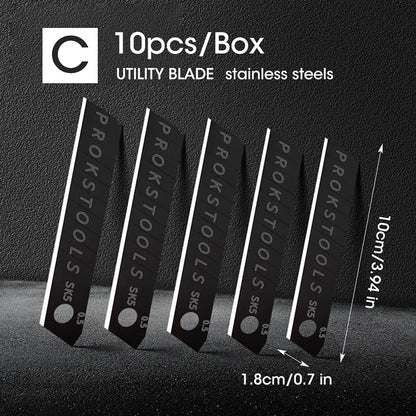 Durable Industrial Utility Knife,Replaceable High Carbon Steel Blade,Stainless Steel Paper Cutter,Office Art Student Supplies