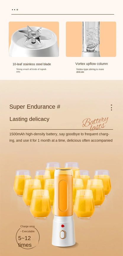 Portable  Blender For Kitchen And Home  Wireless Electric Fruit Juicer Machine Shakes and Smoothies Personal Travel Blender