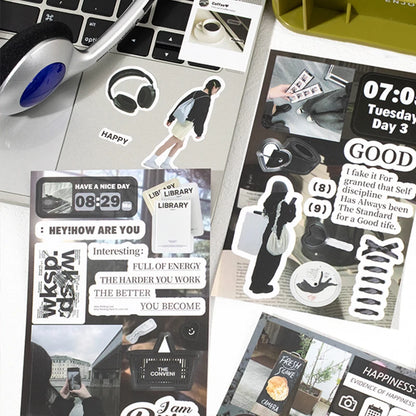 2Style 50Pcs/book Korean Style Cut Film Sticker Book DIY Handbook Envelope Seal Stickers Phone Case Scrapbook Photo Frame Diary