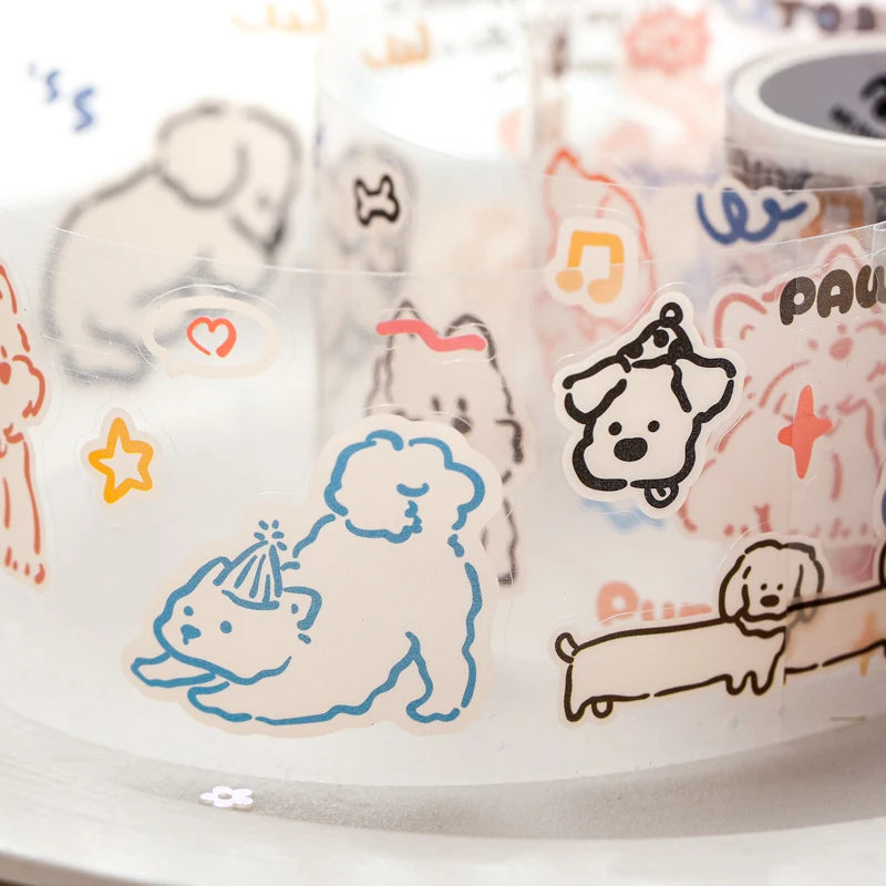 Mr Paper 2rolls/bag kawaii cat and dog diary series tape cute style handbook tape DIY diary photo frame phone case