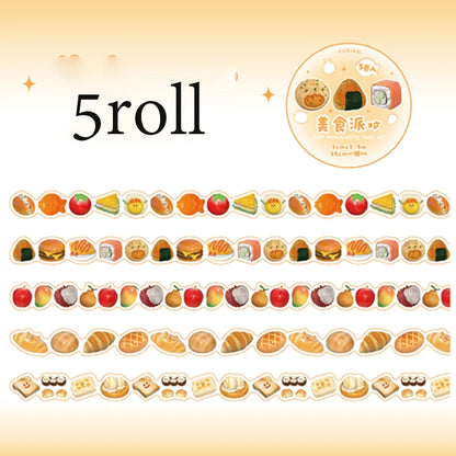 Mr Paper 5rolls/bag Cute Release Shaped Pull Strips Washi Tape Set Masking Tape DIY Water Cup Photo Frame Journal