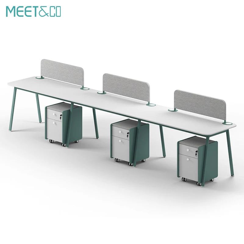 Modern 4-Seater Extendable Office Desk Convertible Modular Coworking Workstation Wooden Design Melamine Style for Open Space  bo