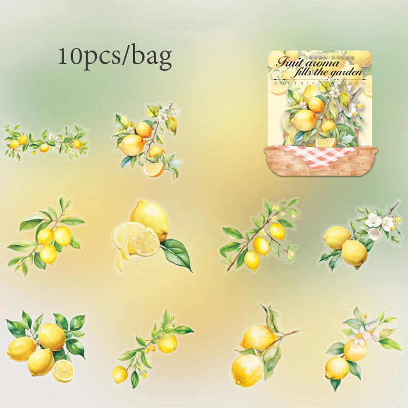 Mr. Paper10pcs/pack Strawberry PET Sticker Pack Fruit Sticker Decoration Scrapbook Photo Frame phone Case laptop Phone Case Gift
