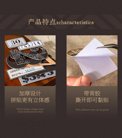 Journal GO 20pcs Creative Hard Card Vintage Numbers Stickers for Photo Frame Scrapbooking Journaling diy Retro Number Sticker