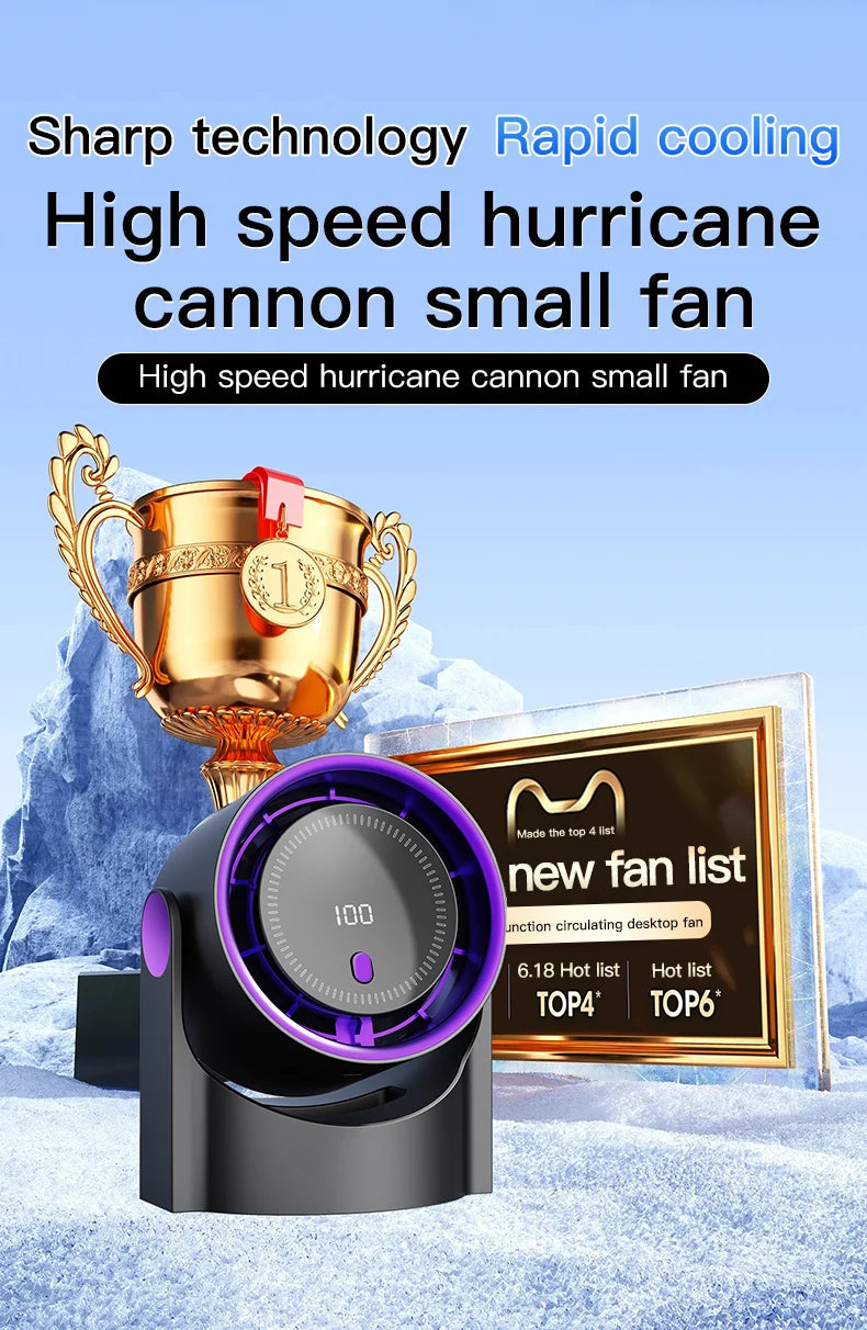 2025 Portable Wall Hanging Fan Digital Display Desktop Fan 100 Wind Speeds  Rechargeable Office Home Electric Mini Fans