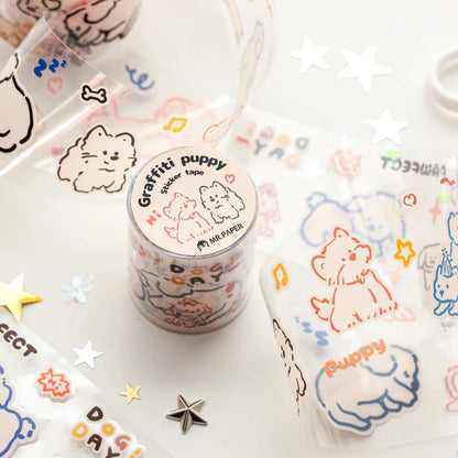 Mr Paper 2rolls/bag kawaii cat and dog diary series tape cute style handbook tape DIY diary photo frame phone case