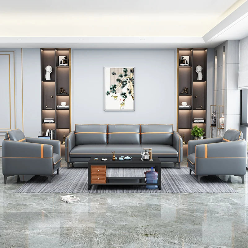 Office Sofa Simple Modern Business Meeting Leisure Lounge Area Reception Simple Office Sofa Coffee Table Combination