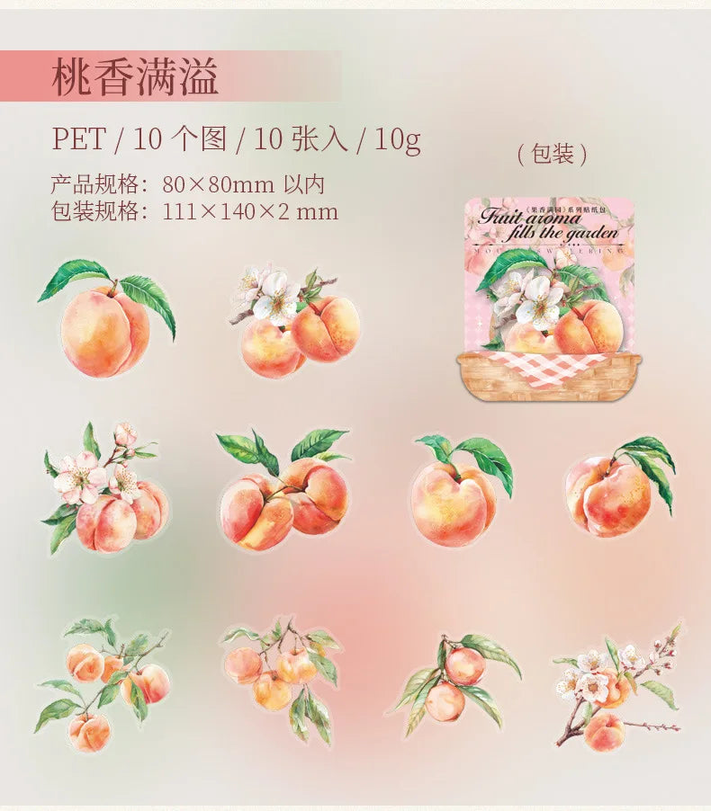 Mr. Paper10pcs/pack Strawberry PET Sticker Pack Fruit Sticker Decoration Scrapbook Photo Frame phone Case laptop Phone Case Gift