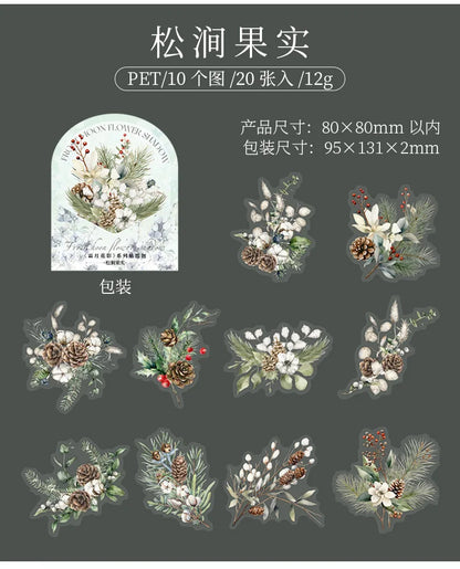 Mr.Paper,20PCS, Plant Themed Stickers, DIY Decorative Scrapbook Notebook Photo Frame Diary Stationery Flower Leaf Stickers Gifts