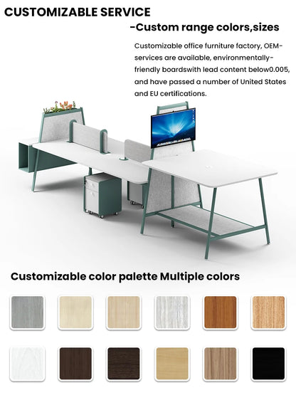 Modern 4-Seater Extendable Office Desk Convertible Modular Coworking Workstation Wooden Design Melamine Style for Open Space  bo