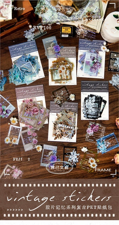 Yoofun 30pcs/lot Vintage Film Boarder Srapbooking Collage Junk Journal Decal Stickers Creative Frame Photo Frame Flower Labels