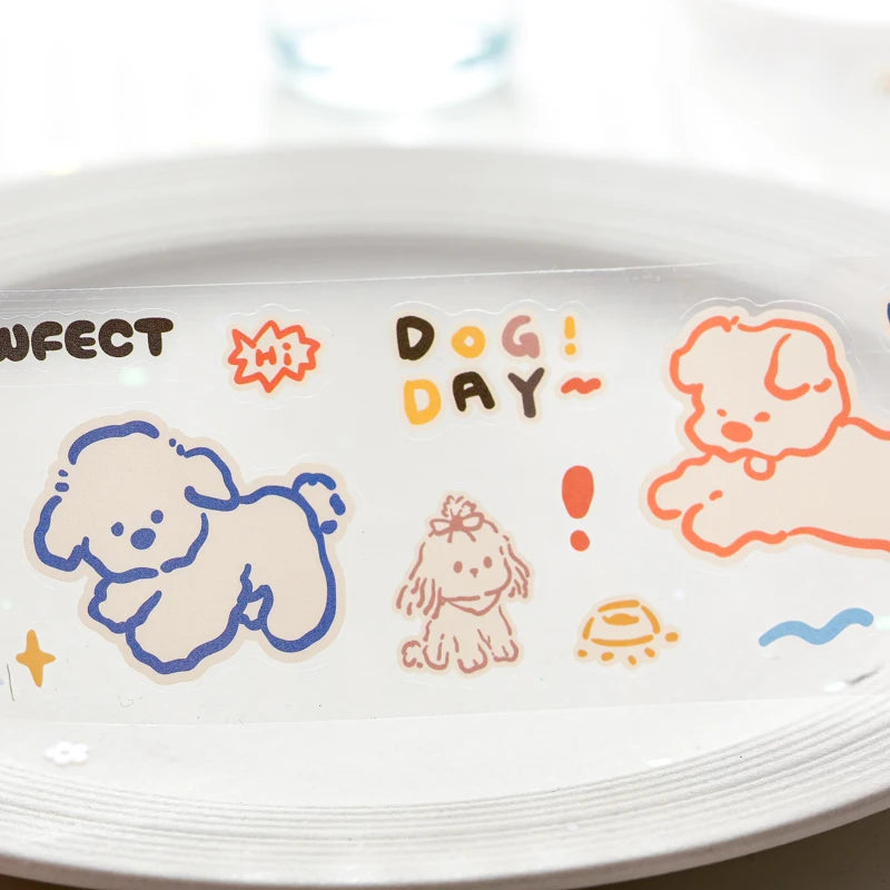 Mr Paper 2rolls/bag kawaii cat and dog diary series tape cute style handbook tape DIY diary photo frame phone case