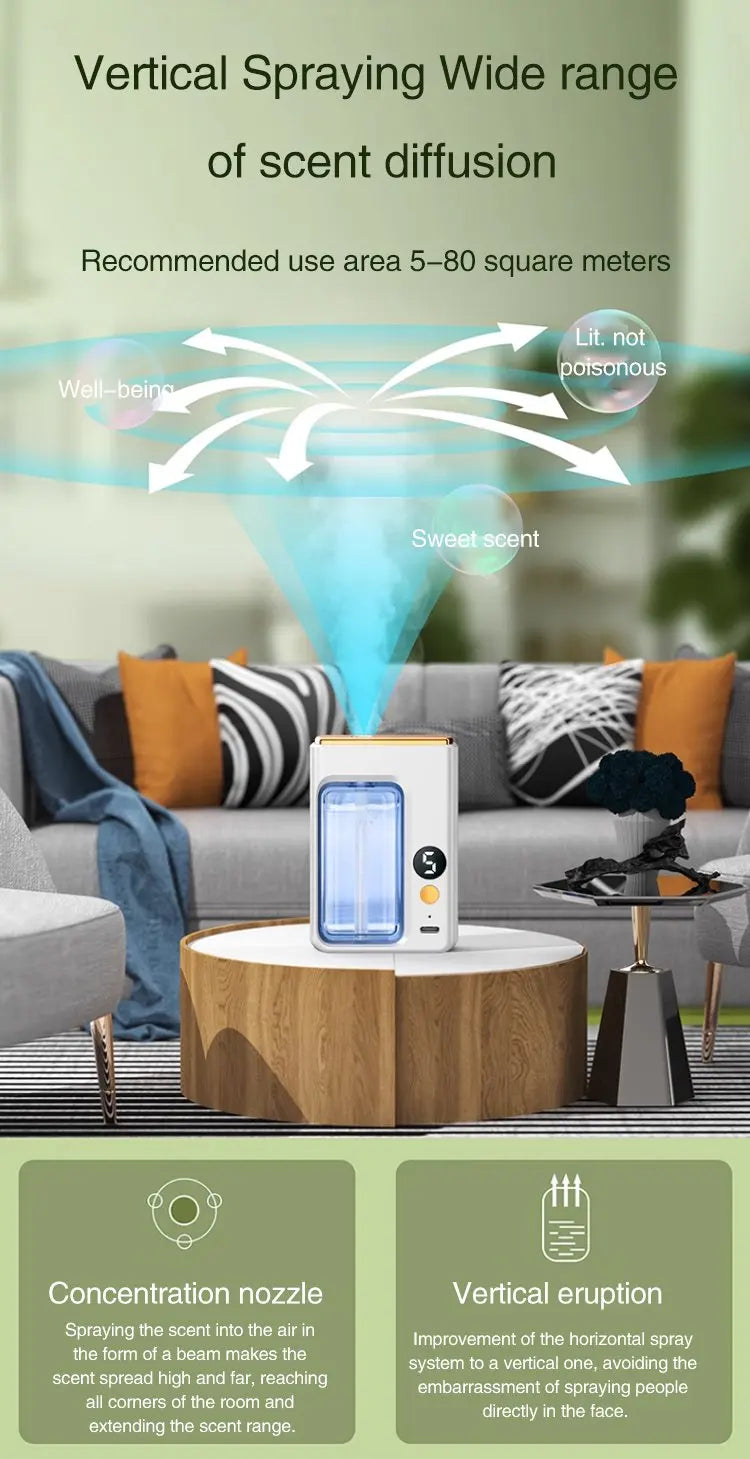 40ML Automatic Home Fragrance Machine Essential Oil Diffuser Nebulizer Perfume Scent Machine for Kitchen and toilet deodorizatio