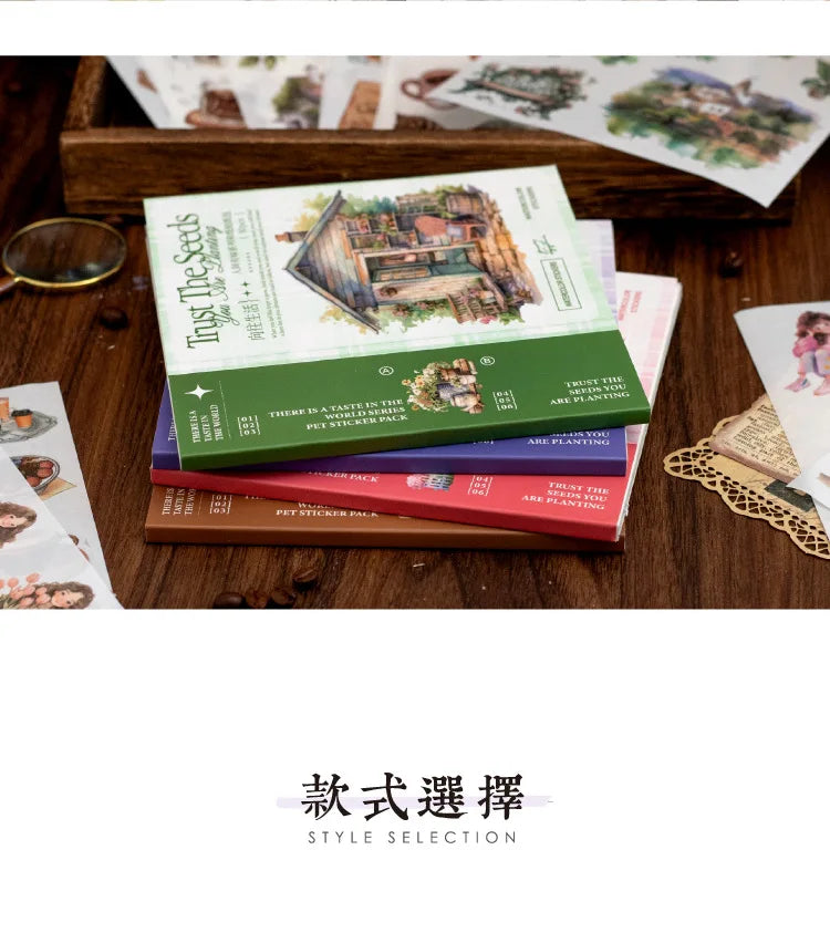 4Style 50Sheets/pack earthly series sticker book for DIY handbook diary phone case calendar photo frame Laptop decoration