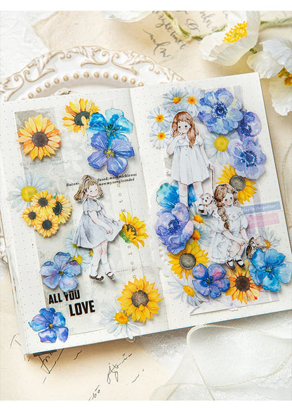 Yoofun 50pcs/lot Creative PET Flower Stickers for Gift Card Photo Frame Journal Scrapbooking Decoration Label Stationery