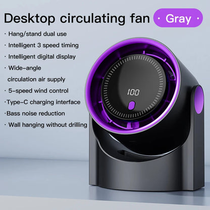 2025 Portable Wall Hanging Fan Digital Display Desktop Fan 100 Wind Speeds  Rechargeable Office Home Electric Mini Fans