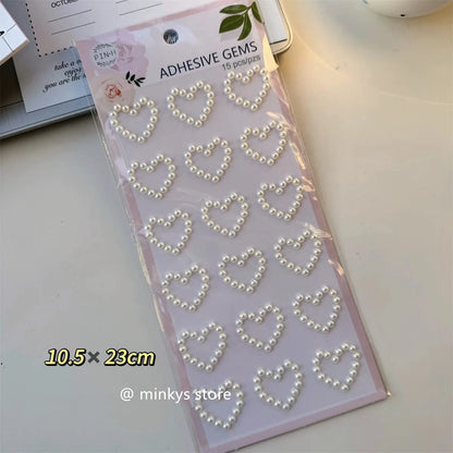 MINKYS New Arrival Pearl Star Heart Bling Bling Stickers DIY Scrapbook Stickers Confetti Decoration DIY Photo Frame Face Sticker