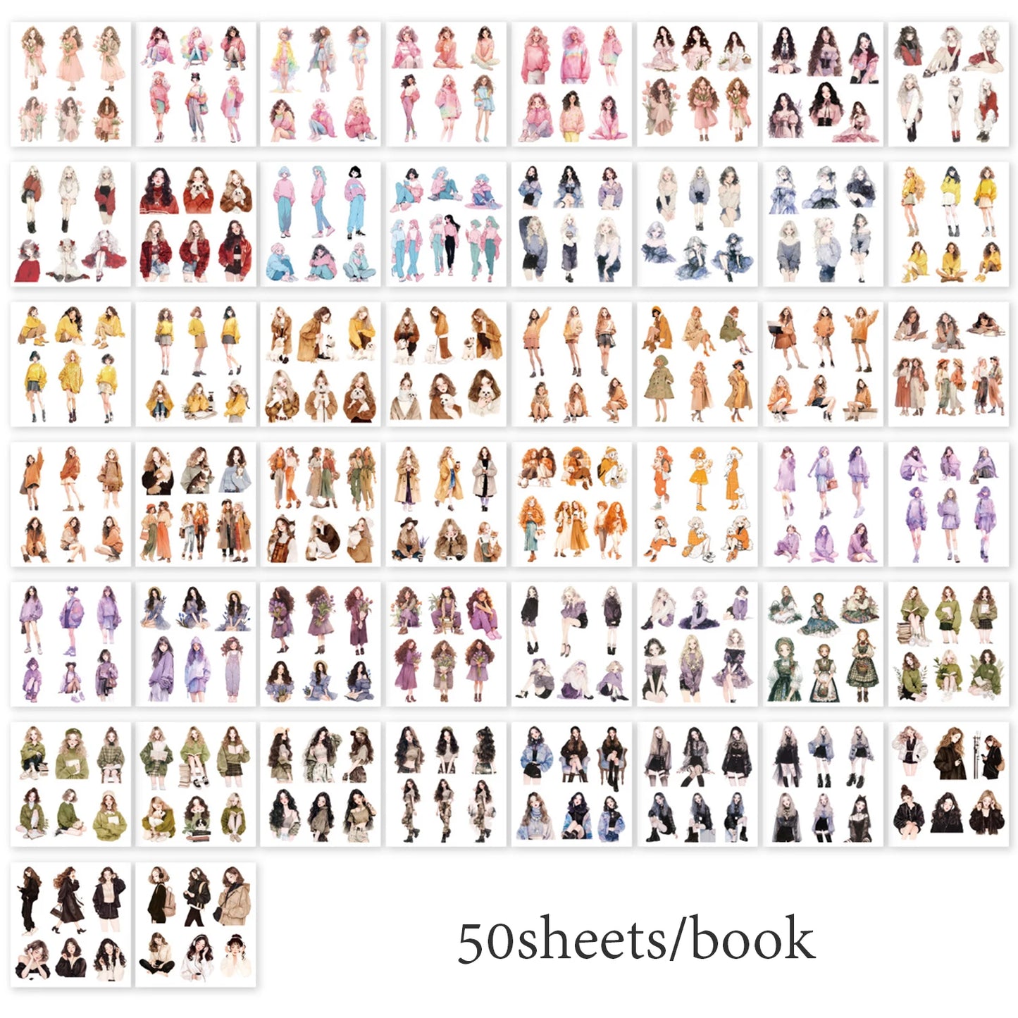 4Style 50Sheets/pack earthly series sticker book for DIY handbook diary phone case calendar photo frame Laptop decoration