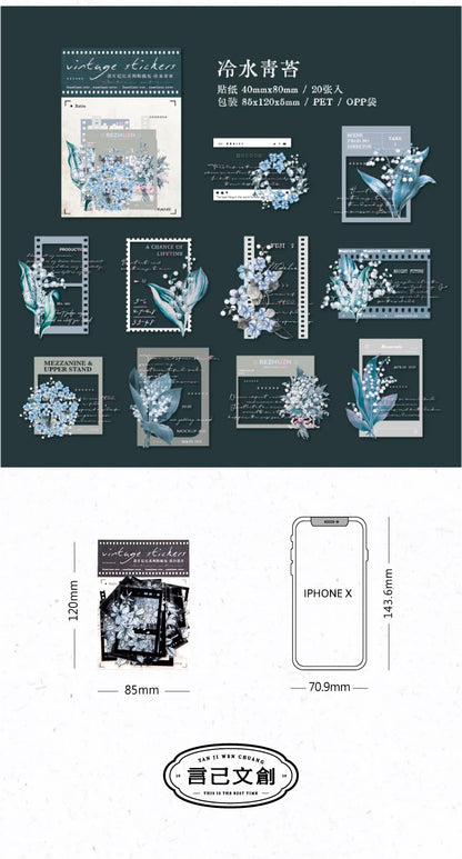Yoofun 30pcs/lot Vintage Film Boarder Srapbooking Collage Junk Journal Decal Stickers Creative Frame Photo Frame Flower Labels